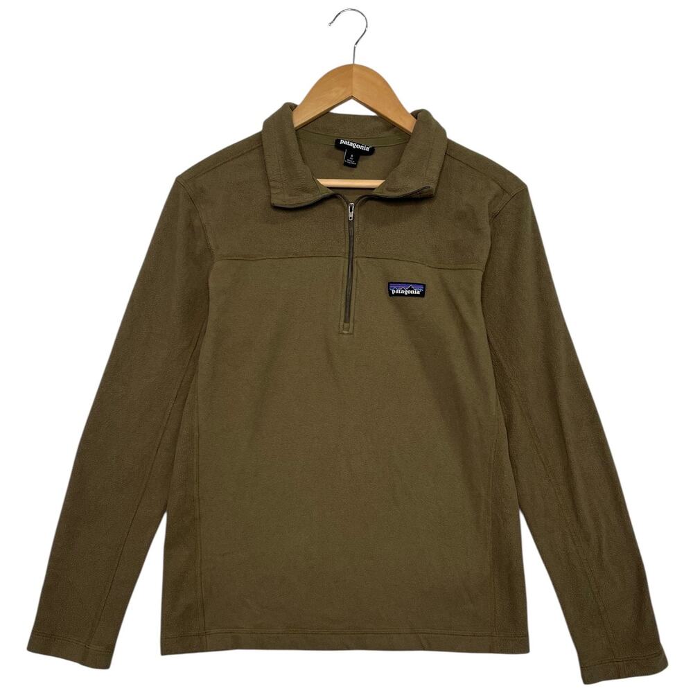 Patagonia Synchilla Fleece Pullover Mens Small Green Quarter Zip Outdoor Light
